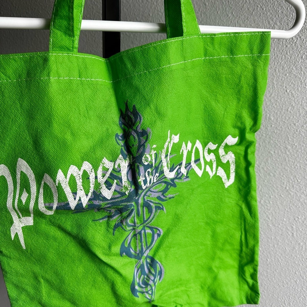 Green Tote Bag with 'Power of the Cross' Design - Picture 2 of 3